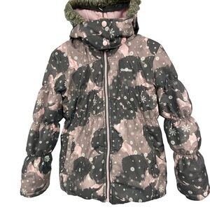 OshKosh Girls Winter Coat Size 14 Pink & Grey Gray Puffer Snow Ski Snowboard